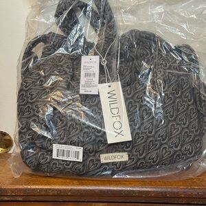 Wildfox Black with Gray Heart Pattern Backpack/Purse